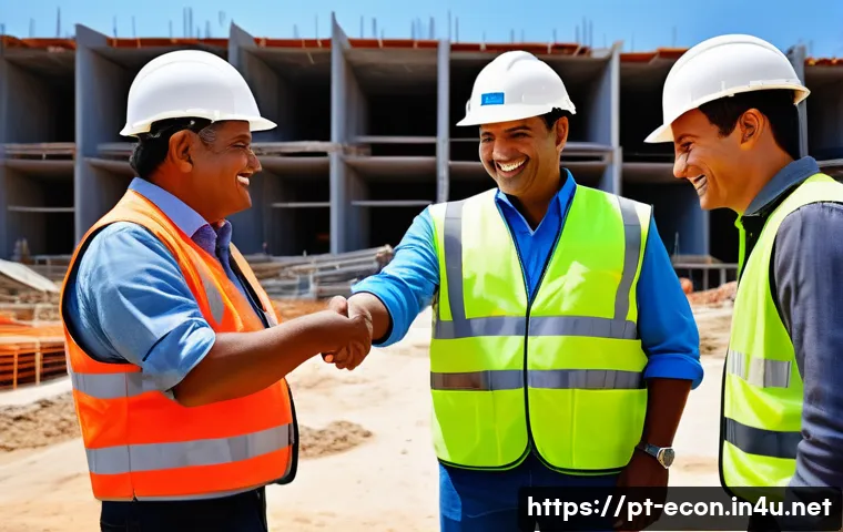 케인즈 경제학 이해 - **Government Intervention for Economic Recovery**
A vibrant, bustling construction site in a mod...